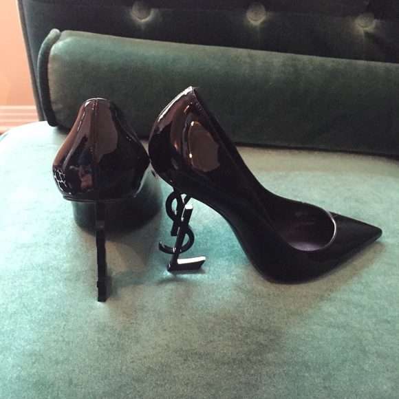 saint laurent black opyum 110 patent leather pumps